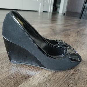 Impo Suede Black Wedges